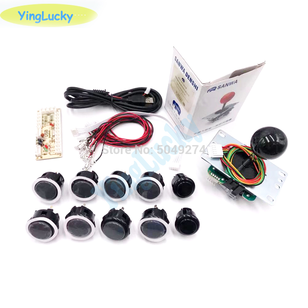 Sanwa joystick Kit Originele nul vertraging Arcade game USB encoder Joystick DIY Kit met 8 knop Joystick voor Mame jamma: Donkergrijs