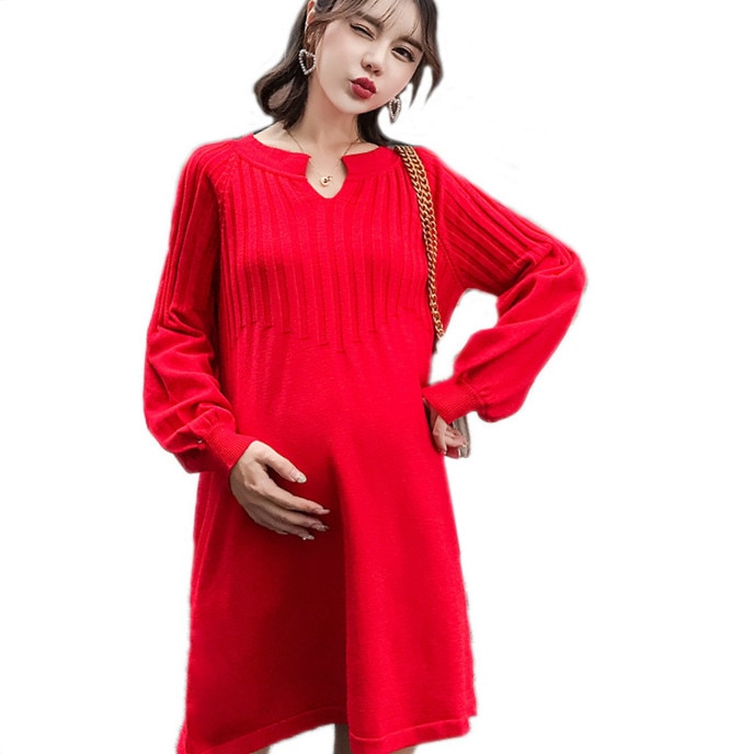 Winter Schwangerschaft zur Seite fahren für Schwangere Frauen Elegante Mutterschaft zur Seite fahren Kleider Winter Mutterschaft Kleidung Weihnachten