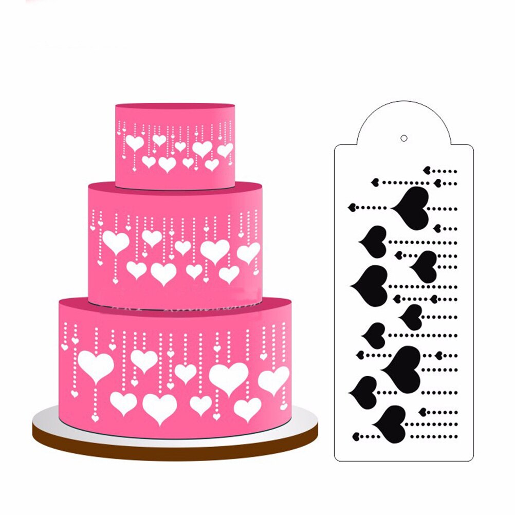 Hängande hjärta tårta stencil sida tårta stencil fondant form tårt dekorationsverktyg tårta sida dekorera topp stencil dekoration