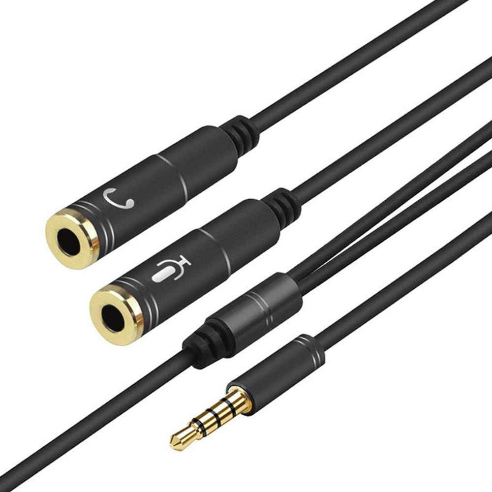 32Cm Compact Size Flexibele 3.5Mm Stereo Audio Male Naar 2 Vrouwelijke Headset Mic Y Splitter Kabel Adapter Kabel audio Verlengsnoer-: Default Title