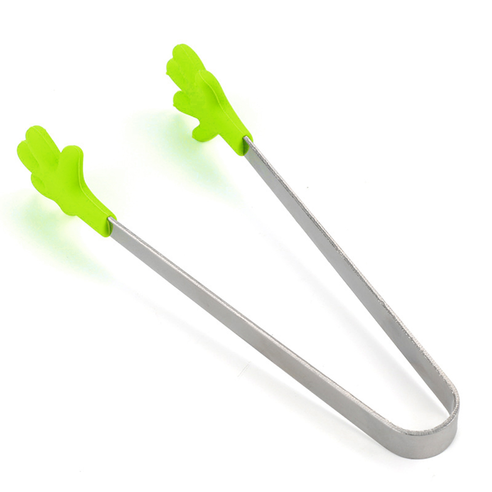 1PC Kitchen Silicone Clip Fruit Tongs Salad Serving Stainless Steel Handle Utensil Kitchen Accessories Tools