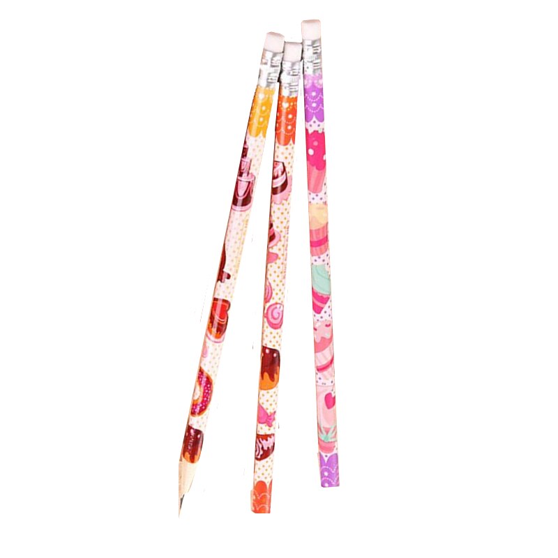 5pz Matite Scrittura di Cancelleria Gomma Da Matita Semplice Del Fumetto Della Torta Del Modello Matite di Protezione dell'ambiente non tossica per La Scuola