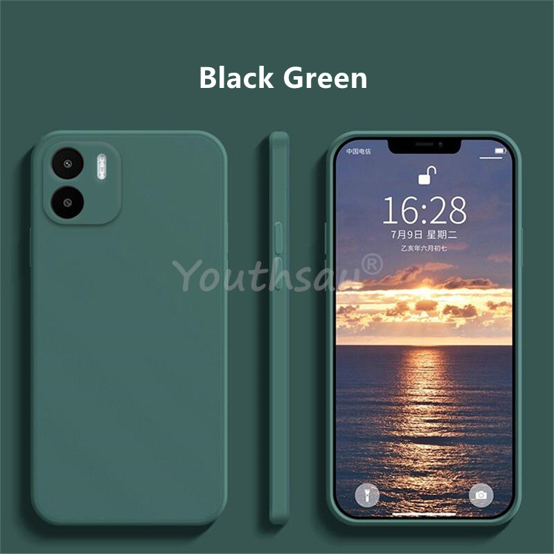 Funda para Xiaomi Redmi A2 A1 A2 + A1 + funda suave y Original de silicona líquida: Tela de algodón / Verde negro