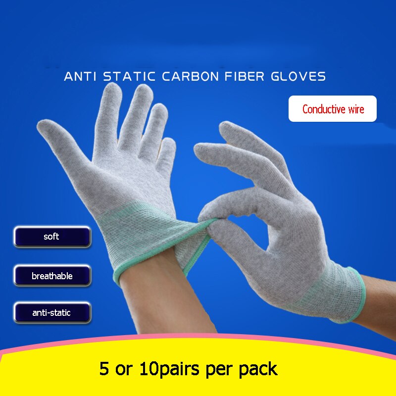 Carbon Fiber Anti-statische Handschoenen 10 paar Schone Kamer Speciale Handschoenen Inspectie Fabriek Assemblagelijn Werk Handschoenen