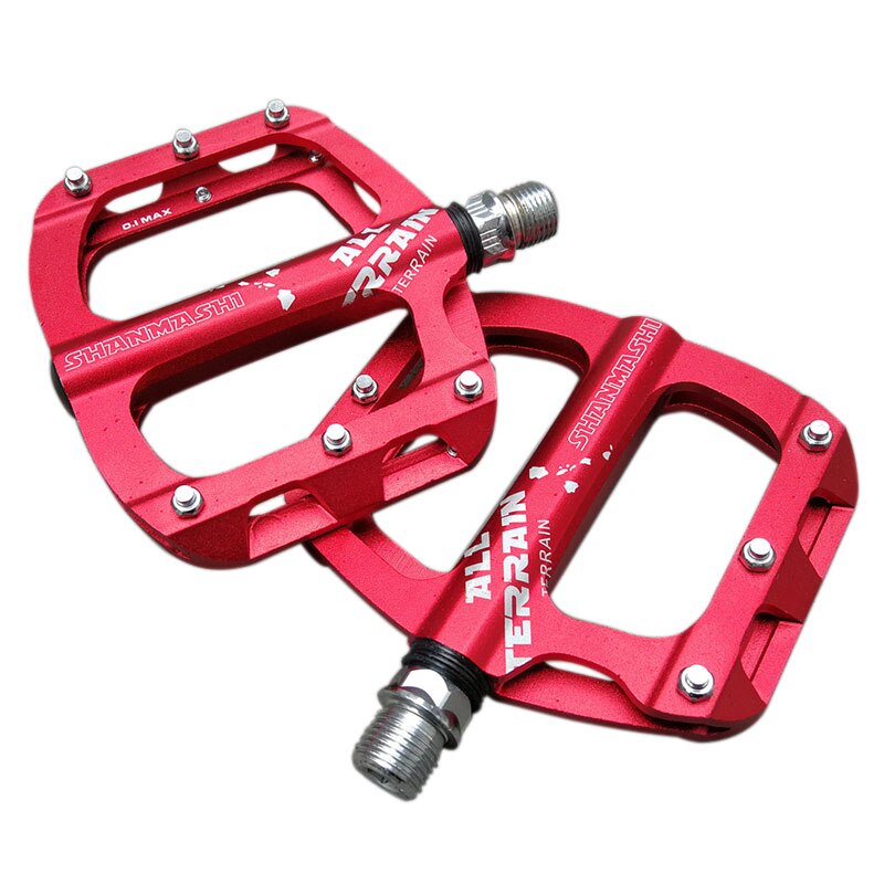 SEWS-Shanmashi Bike Pedals Aluminum Bicycle Flat Pedals Outdoor Durable Pedal for Mtb Road Bike: Red