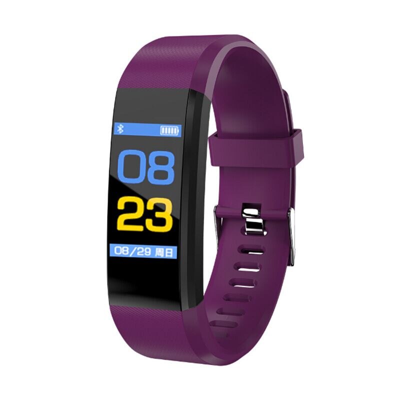 115Plus Bracelet Heart Rate Blood Pressure Smart Band Fitness Tracker Smartband Bluetooth Wristband for fitbits Smart Watch: purple