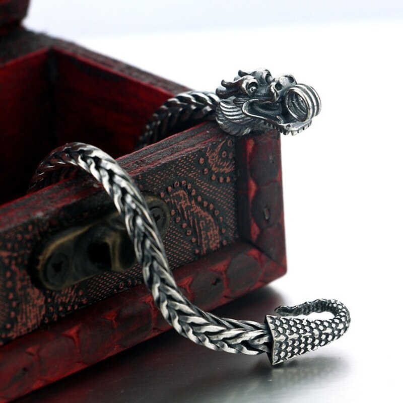 Vintage Metal trenzado dragón dominante quilla cadena pulseras para hombres