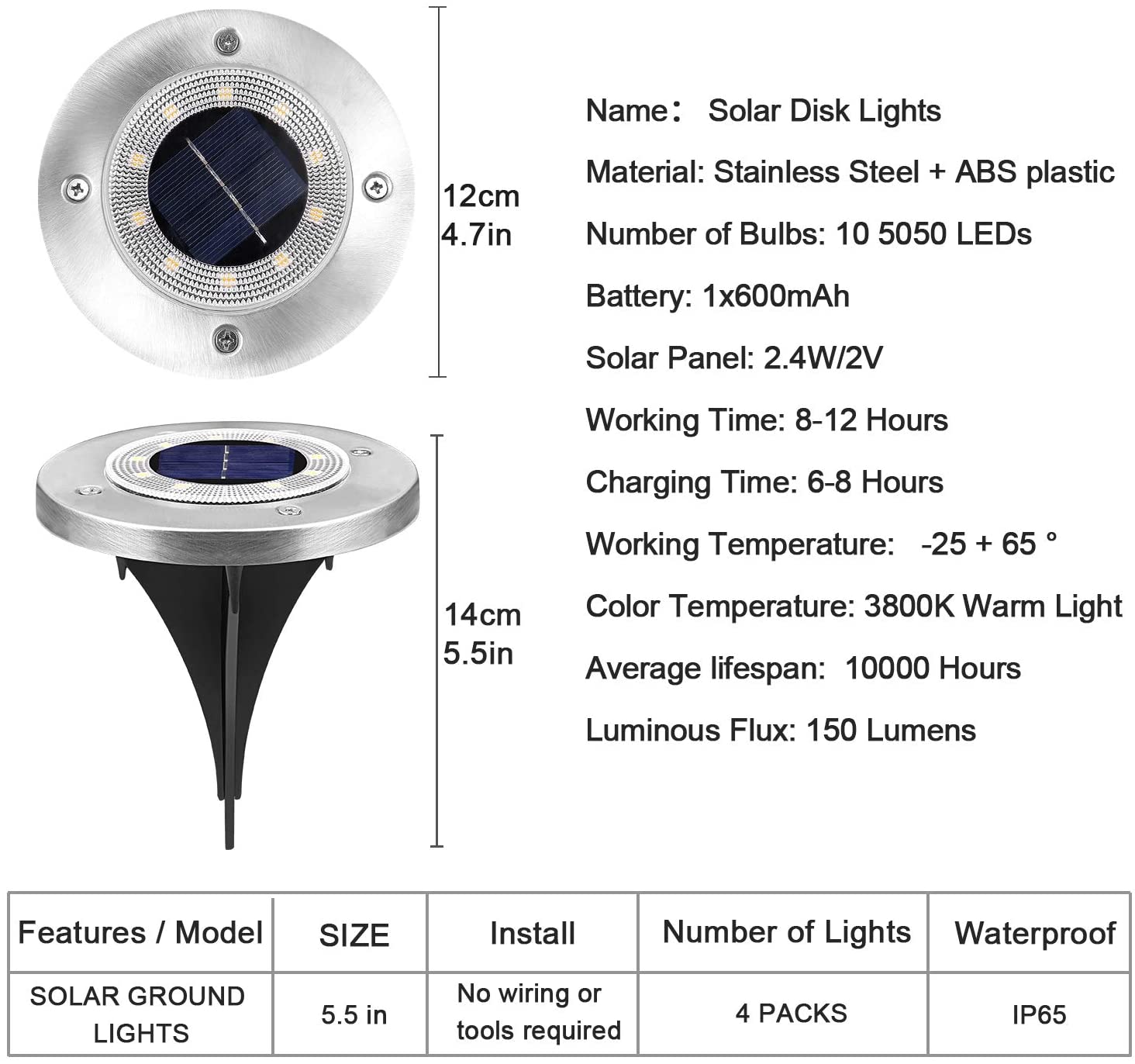Buiten Waterdichte COB LED 3-50W Inbouw Vloer Lampen, AC85-265V IP67 Tuin Landschap In-Grond Lichten LGJEGD (Color : Warm light, Size : 50W-85-265v