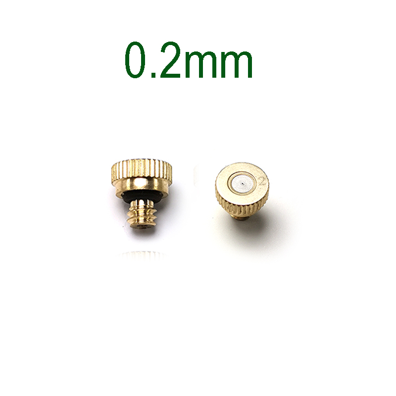20 Stuks Schroefdraad Messing Verneveling Nozzle 0.1-0.8Mm Orifice Water Mister Onderdelen Fog Nozzle Voor Patio Vernevelaars outdoor Cooling: 0.2mm