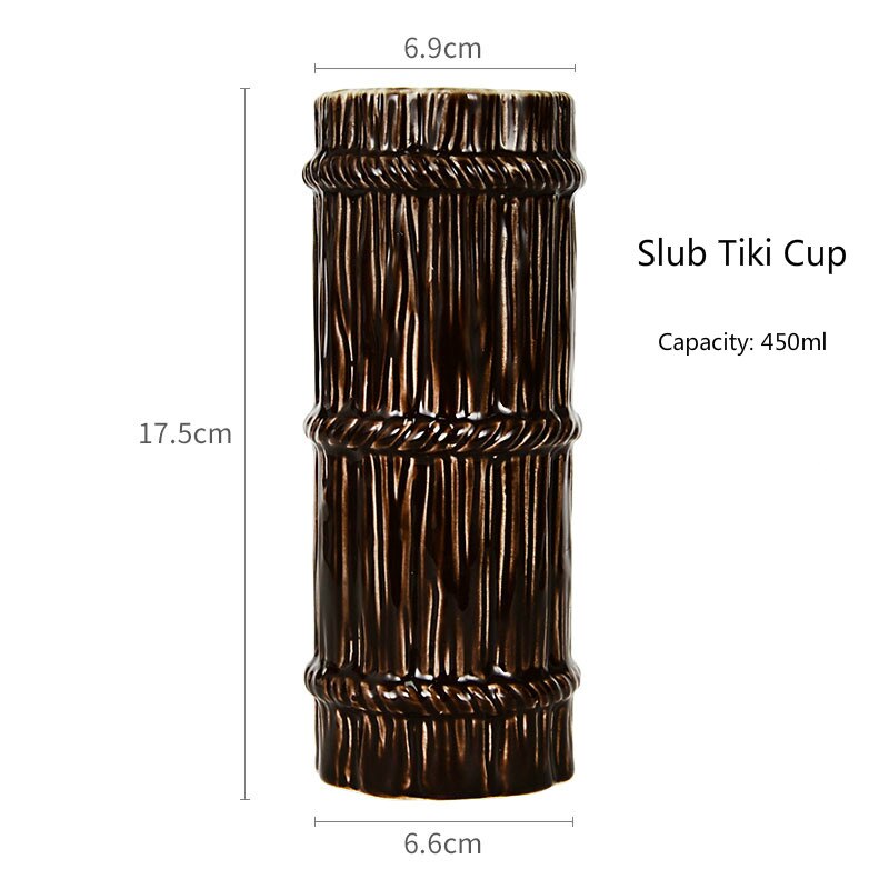 Copa Tiki Hawaiana para bebidas frías, estatua traviesa con cabeza de león para cóctel, vaso de cerámica para vino, Tiki, 425-600ml: Slub