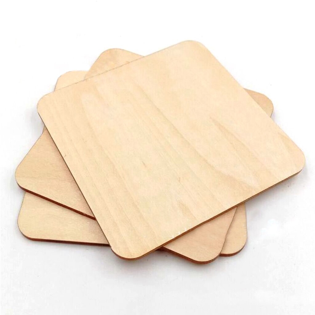 Pak Van 50 Onvoltooide Stukken Hout, Ongeverfd Hout Discs, Vierkante 1.6 X1.6 Inch-Diy Ambachten