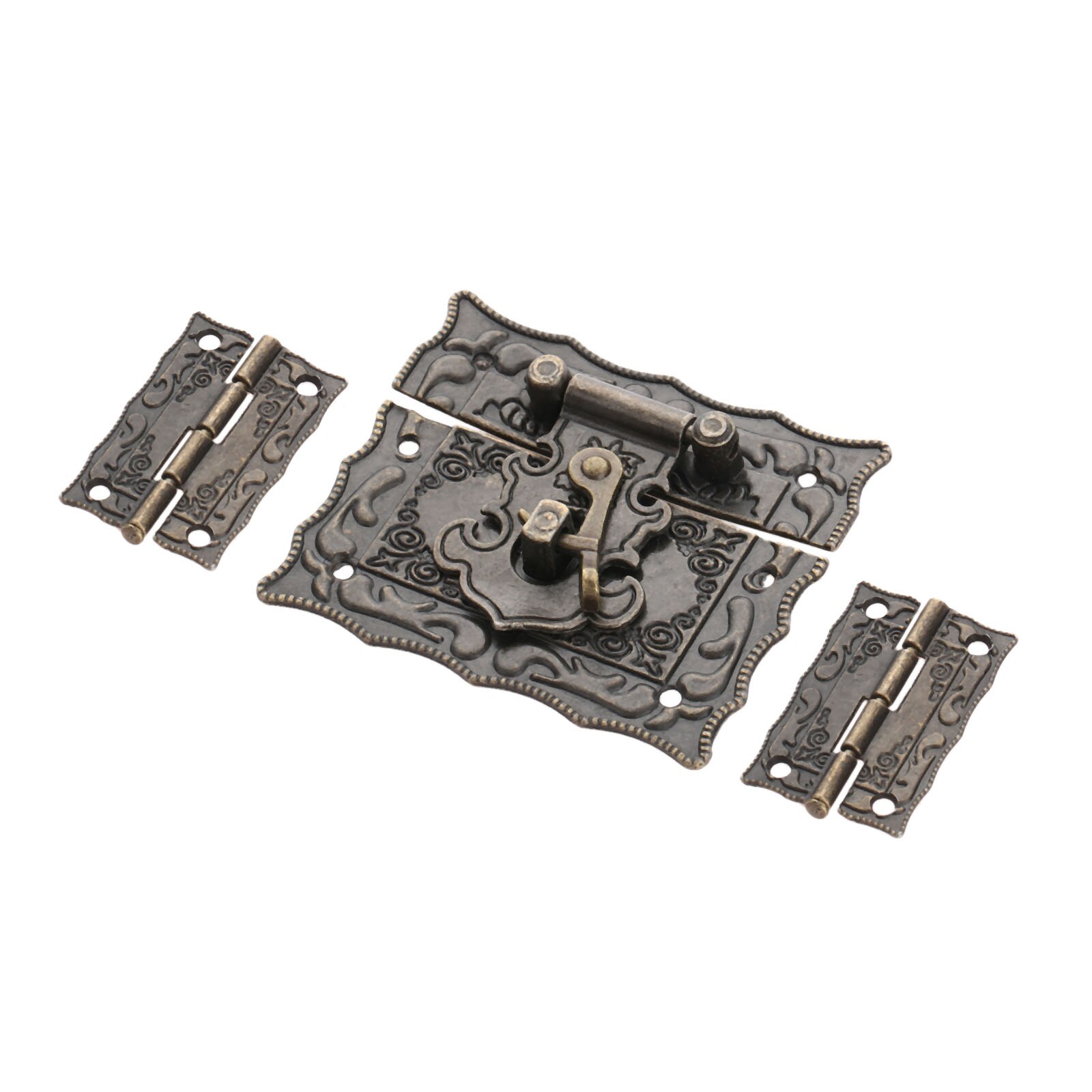 2 stk 36*23mm møbler dekorativt kabinet hængsel hardware  +1pc 67*56mm antik bronze smykker trækasse lås hasp lås