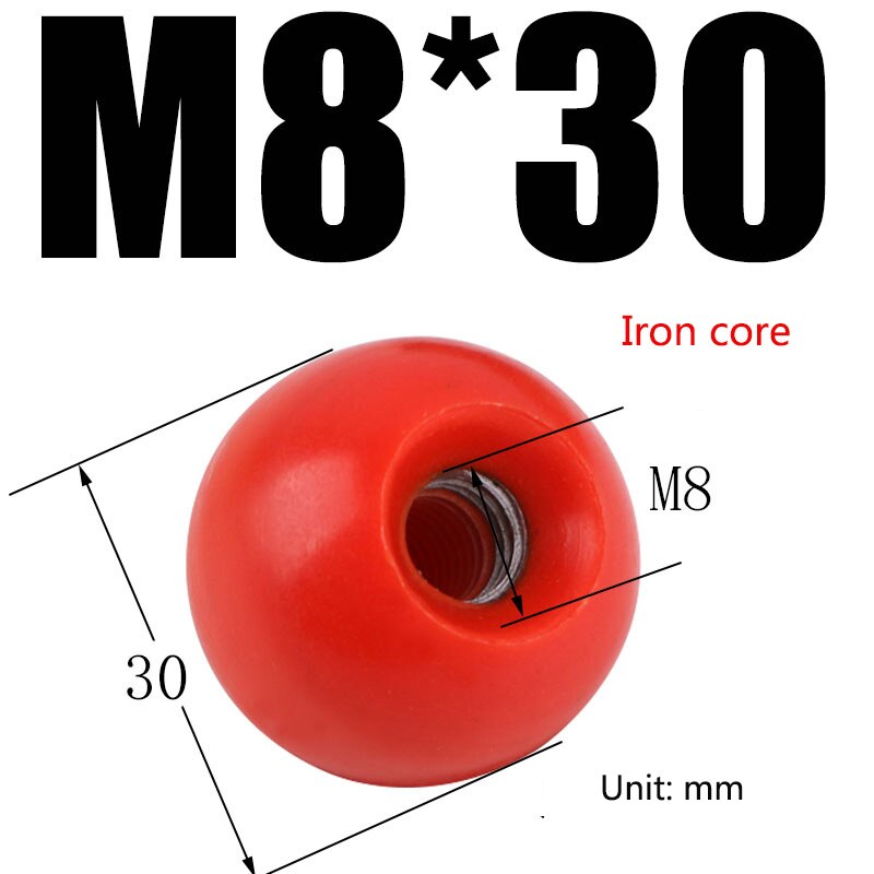 2 stück rot-schwarzer kugelhebelknopf mit kupferkern / bakelitkern / eisenkern, ersatz-rundgriff für werkzeugmaschinen  m4 m5 m6 m8 m10 m12: Hellgrau