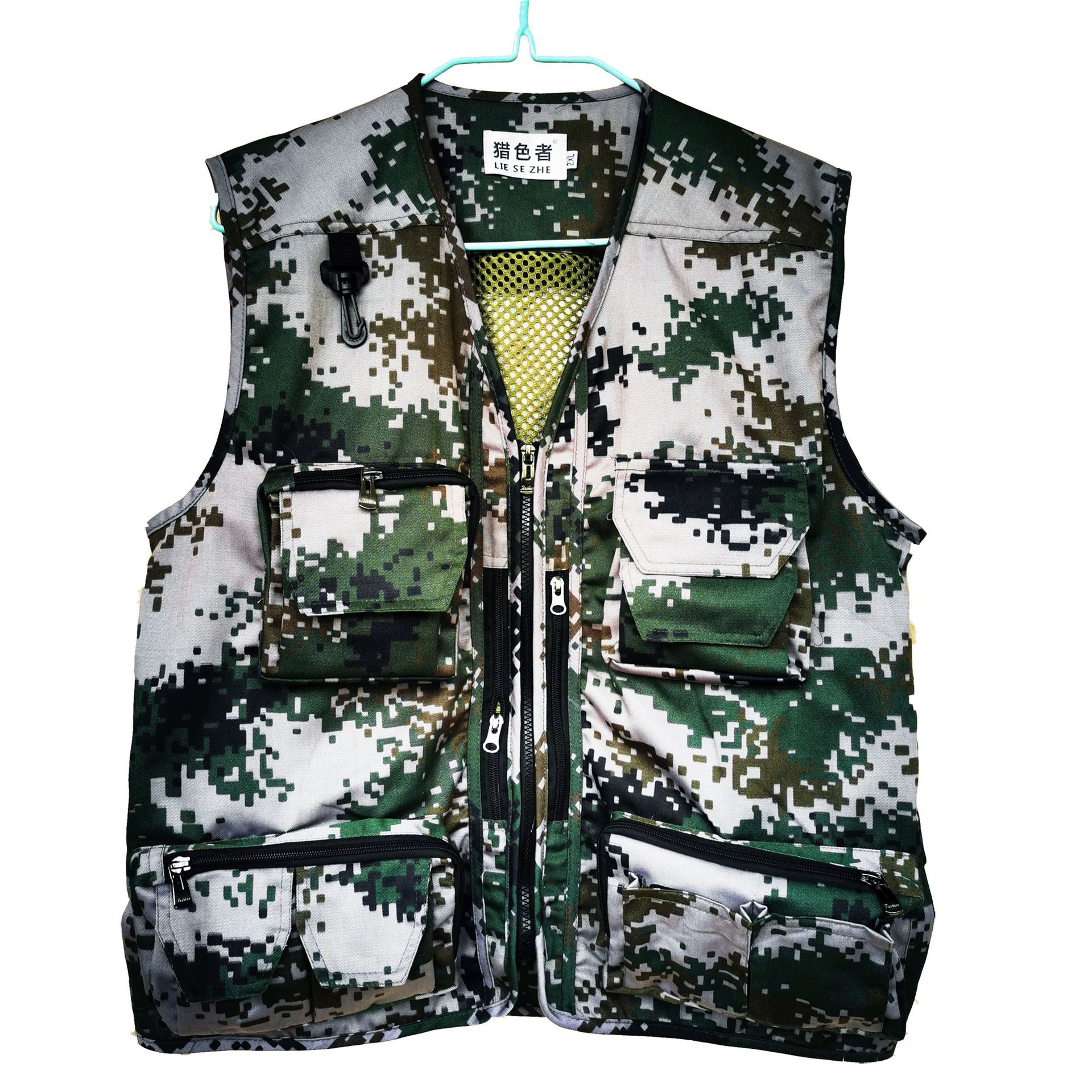 Gilet da pesca multi-tasca mimetico da uomo per fotografia all&#39;aperto gilet da pesca gilet multitasche: 02 / L