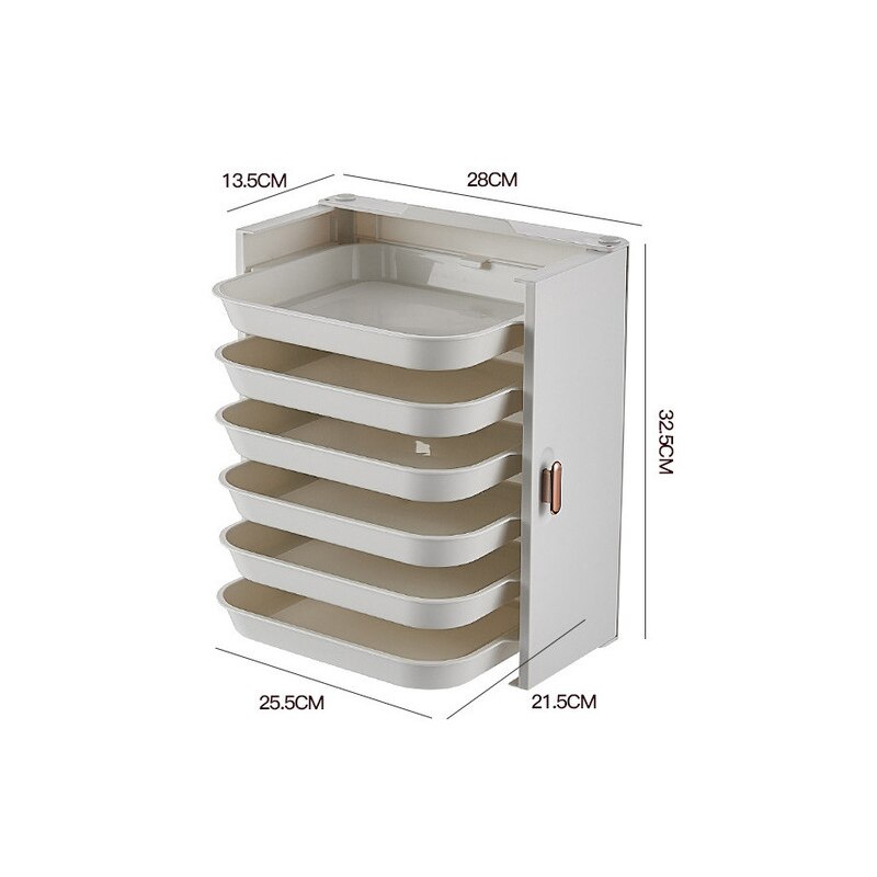Kitchen Preparation Plate Organizer 6-Layer Cooking Dishes Tray Multi-Functional Wall Mount Racks Kitchen Organizer Storage Box: 6 Layer-White-A