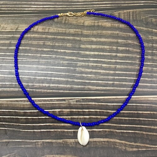 Proste koraliki shell Strand naszyjnik kobiety String z koralikami krótkie shell Choker naszyjnik biżuteria 16 cali Chokers naszyjnik prezent: 16