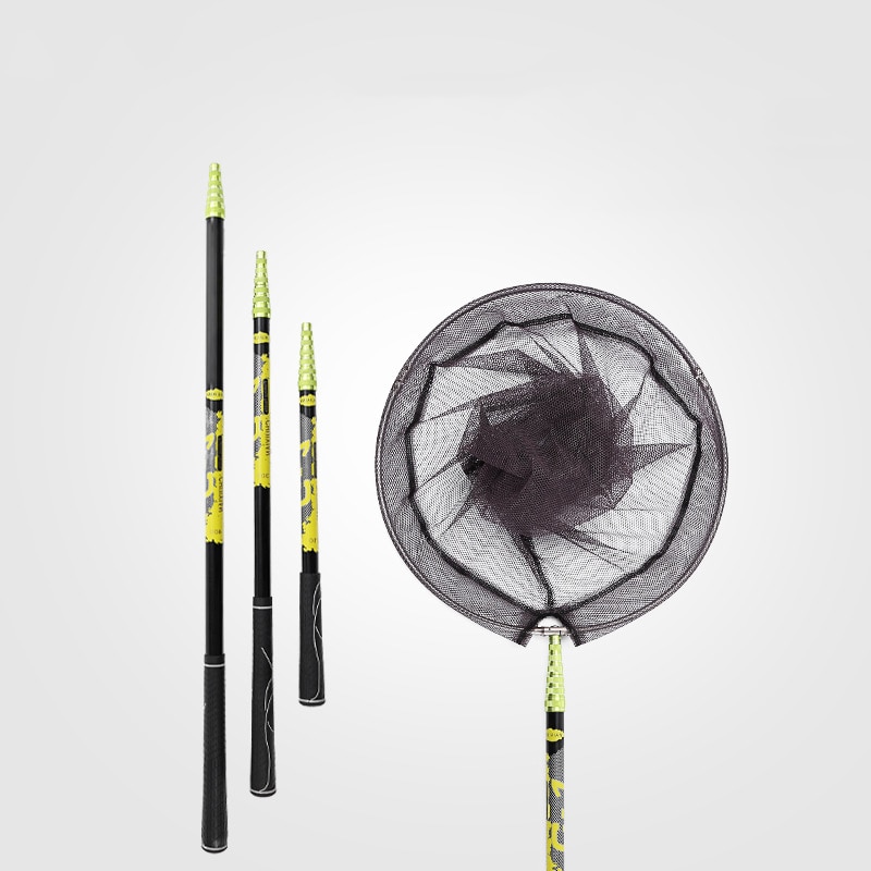 Fishing landing hand Nets 4M 3M 2.1M Folding Carbon rod Nylon Collapsible steel Tackle tank Hole Depth Dipfor fishing A239