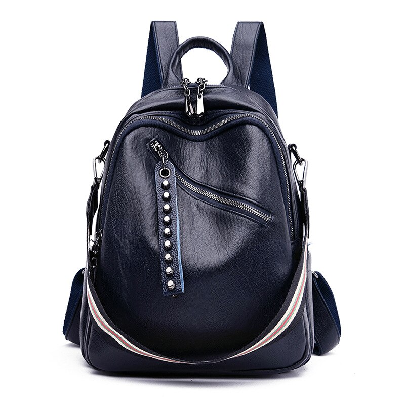 Multifunctionele Schoudertas Vrouwelijke Tas Trend Jonge Student Rugzak Leisure Schooltas: Dark Blue