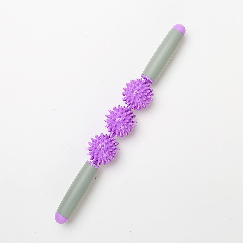Muskelmassage roller stick body relax tool muskel roller sticks med 3 punkt spids kugle: Lilla
