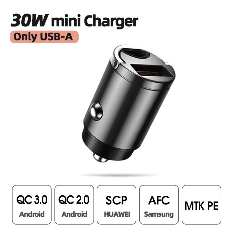 30W Pd Autolader Dual Usb Type C Mobiele Telefoon Oplader Metalen Auto Opladen QC3 4.0 Quick Charge Voor iphone Samsung Xiaomi Tesla: QC Fast