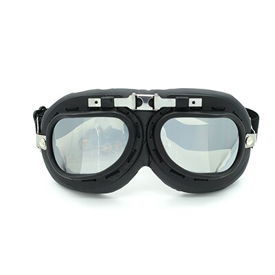 JAER-Gafas de Moto Vintage de cuero Steampunk, lentes de Moto Dirt Bike Cafe Racer, casco de Moto a la , gafas de sol para Jet Ski, 100%: Plata