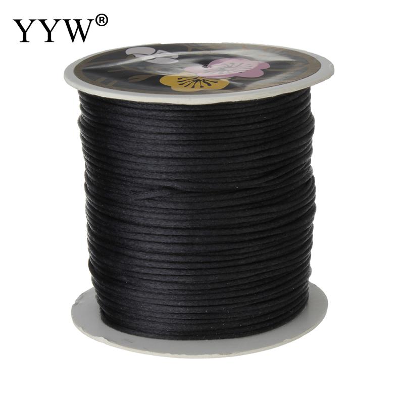 70 m/PC 1mm bobine de Nylon mélange couleur noir chinois Satin soie noeud macramé cordon perles européen tressé fil: black