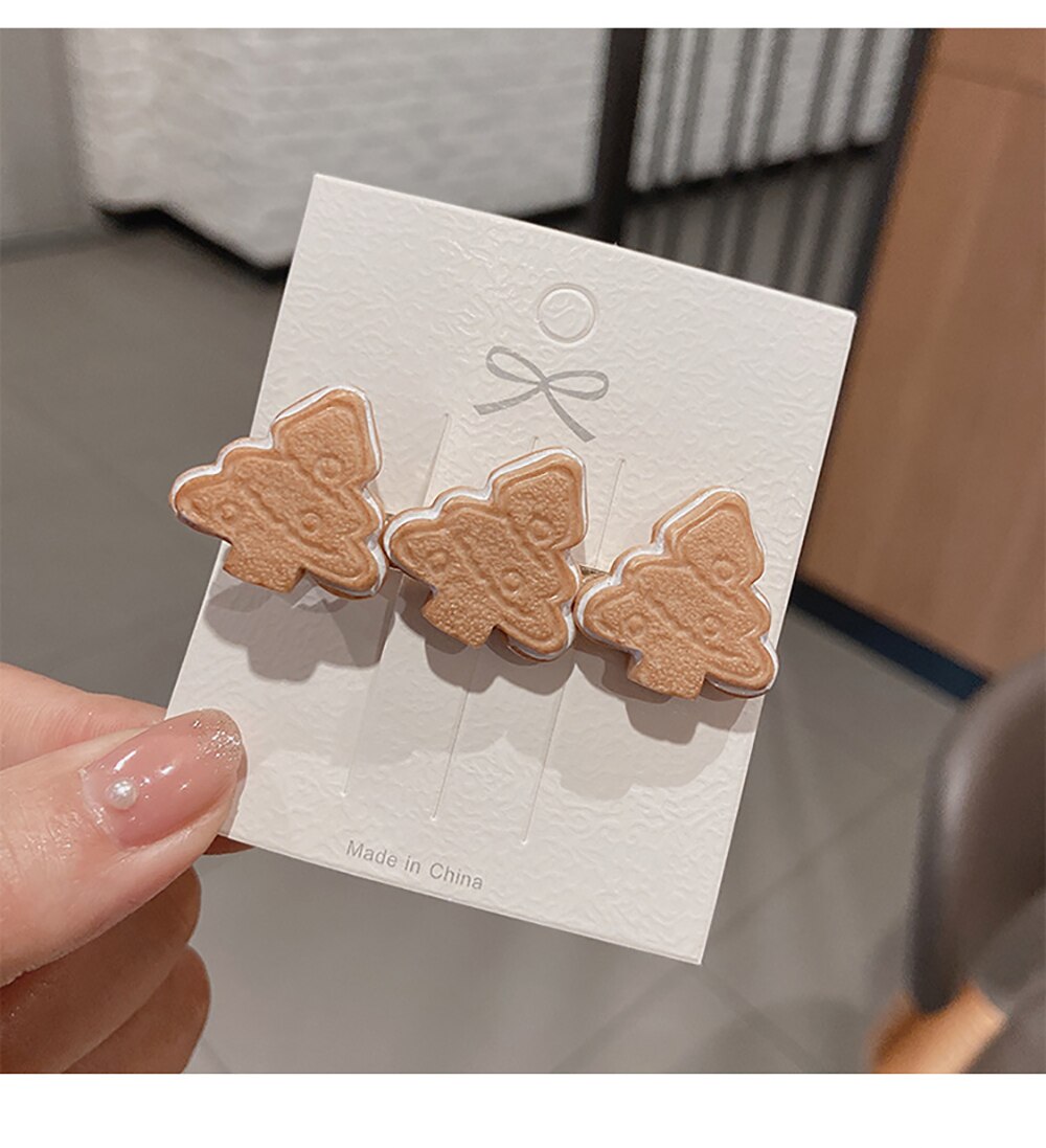 Meisje Creatieve Leuke Biscuit Haarspeld Eenvoudige Temperament Side Top Hair Clips Hoofdtooi Ornament Mode Haaraccessoires: Christmas tree