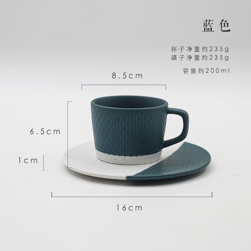 Japansk keramikk kaffekopp enkel gul nordisk hjemme ettermiddagste kopper kontor minimalistisk kopp og tallerken sett  mm60 byd: Blå