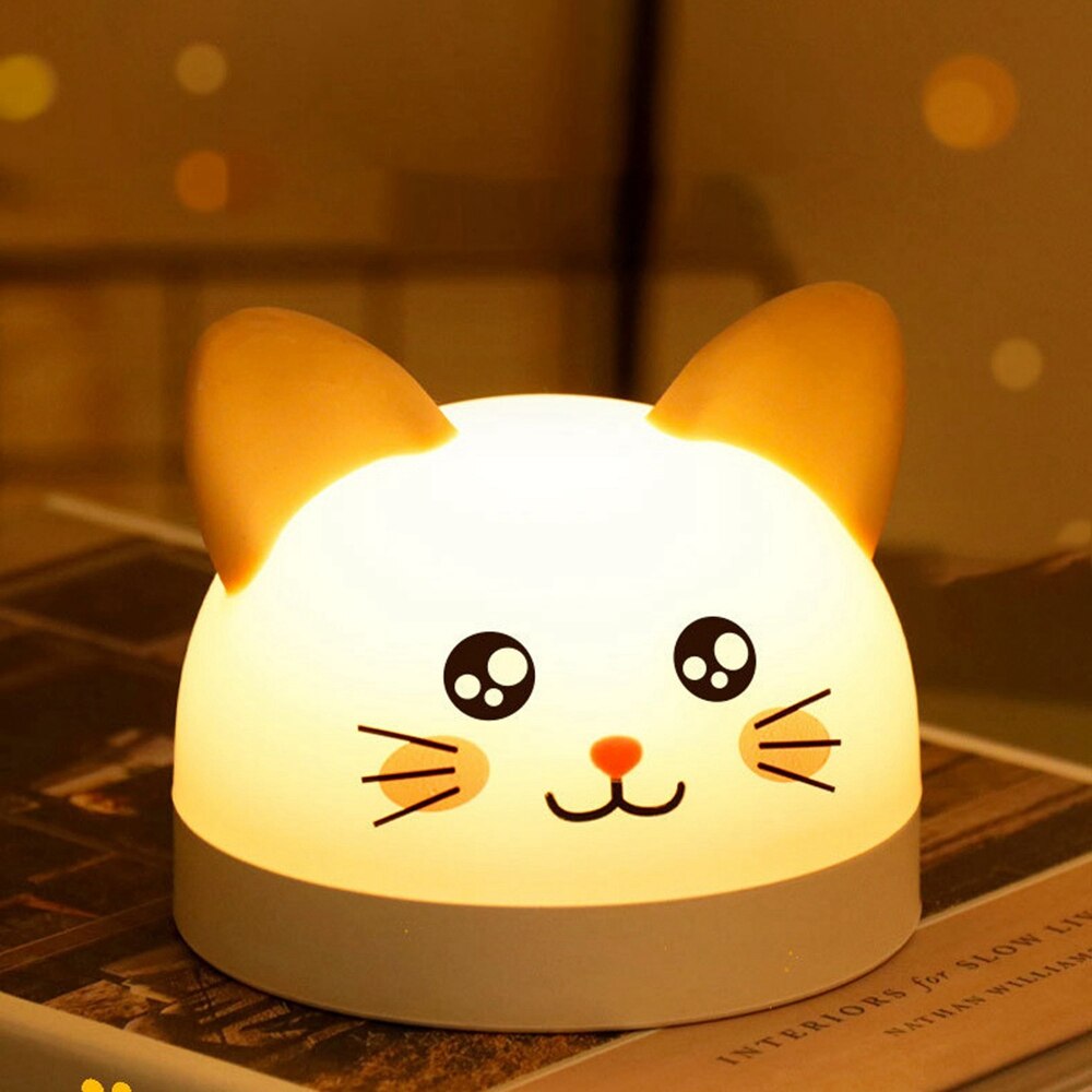 Réveil en forme de chat mignon pour enfants, 3 couleurs, LED, minuterie, veilleuse Rechargeable, pour enfants