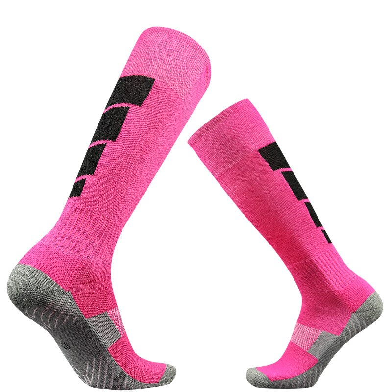 Parent-child Football Sports Socks Men Women Long Tube Thick Knee-high Non-slip Towel Bottom Compression Socks: Pink / adult EUR 39-45