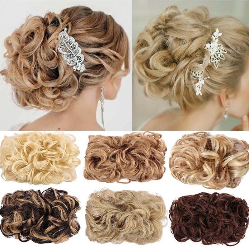 MUMUPI Hair Clip in Chignon Elastic Rubber Band Wedding Curly Synthetic Hair Extension Chignon Hair Bun Hair Accessories