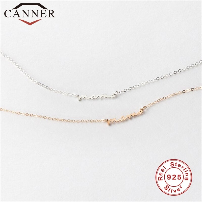 925 Sterling Zilver Brief Mom Hanger Ketting Voor Moeder Eenvoudige Gladde Sleutelbeen Keten Ketting Sieraden Moederdag