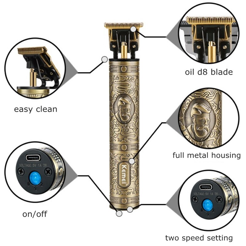 Original powerful 2 speed metal housing hair trimmer for men electric beard trimme with shaping comb facial hair styling tool