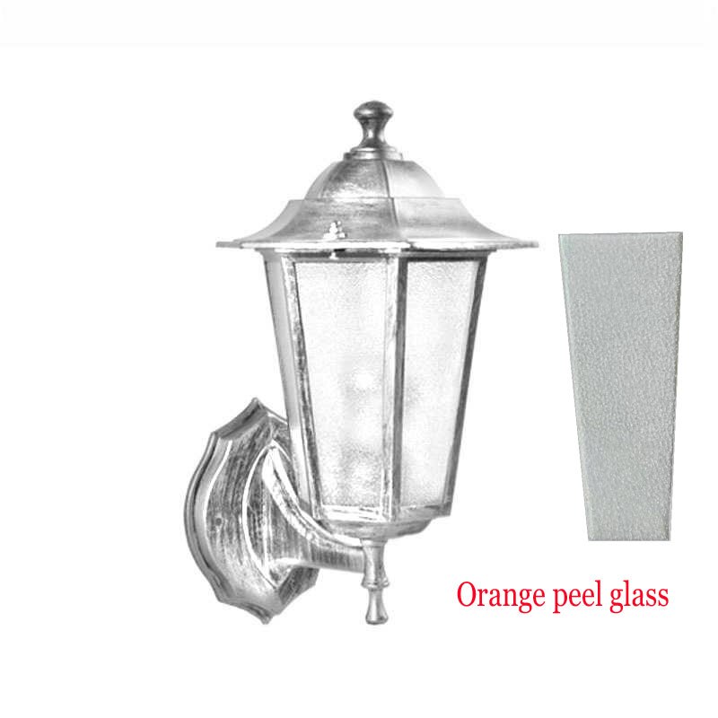 Candelabro de pared para jardín para pared exterior de Europa villa Pared de calle luz valla exterior lámpara de paisaje restaurante tienda iluminación de decoración: Orange peel glass / Black