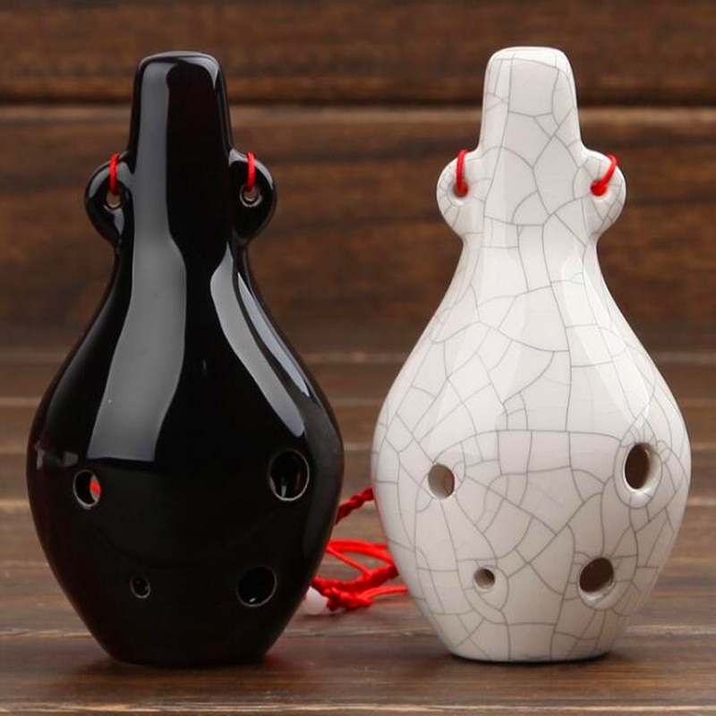 Clé Ocarina AC 6 trous, Mini flûte en céramique, 2 couleurs, instrument de musique de poche, pour les amoureux de la musique,