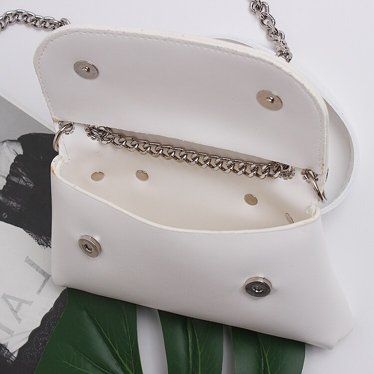PU taille Packs femmes blanc cuir synthétique polyuréthane noir taille ceinture téléphone sac maquillage portefeuille Double large chaîne sac de messager