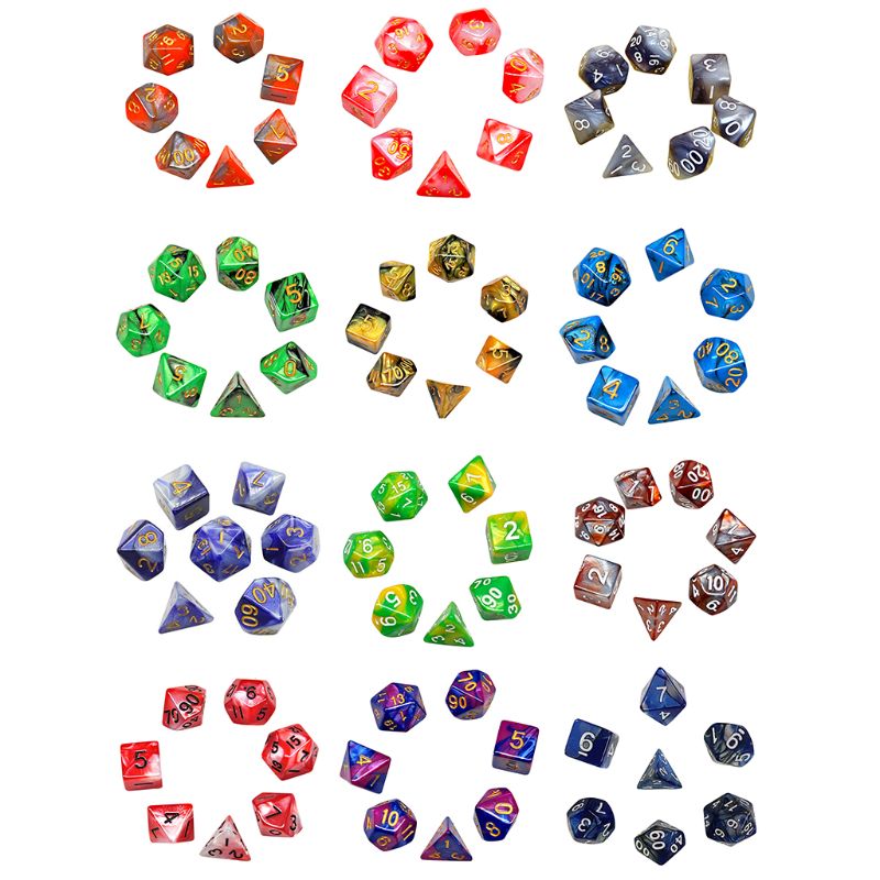 7Pcs D20 Polyhedrale Dobbelstenen Dubbele Kleuren 20 Zijdig Dices Tafel Board Rollenspel