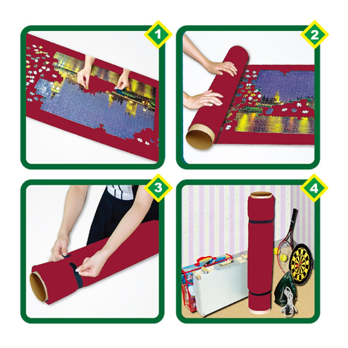 Puzzels Mat Roll Voelde Mat Speelkleed Grote Voor Tot 1500 Stuks Puzzel Accessoires Draagbare Reizen Kruipen Mat Baby speelgoed