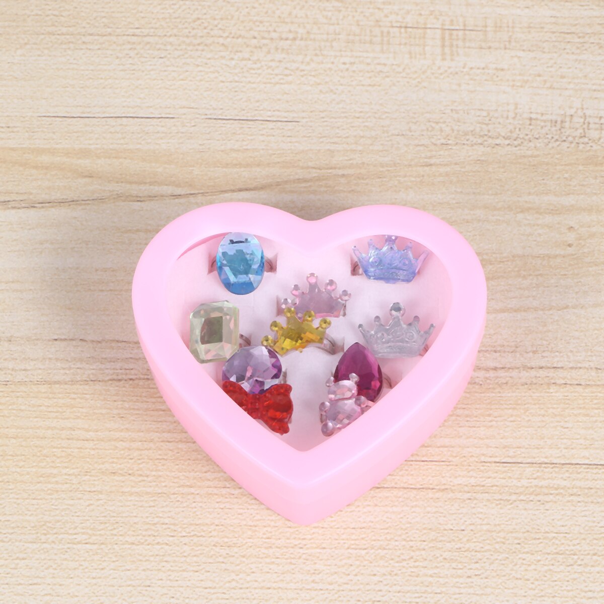 10 acryl-diamantringe in herzform, verpackt in einer schachtel, #39 -diamantringe für mädchen