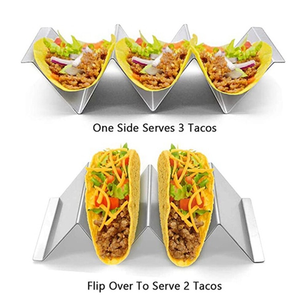 Soporte para Taco, rejilla de horno segura, bastidores de Taco de acero inoxidable con asas, Tacos para servir con facilidad, bandejas para Taco