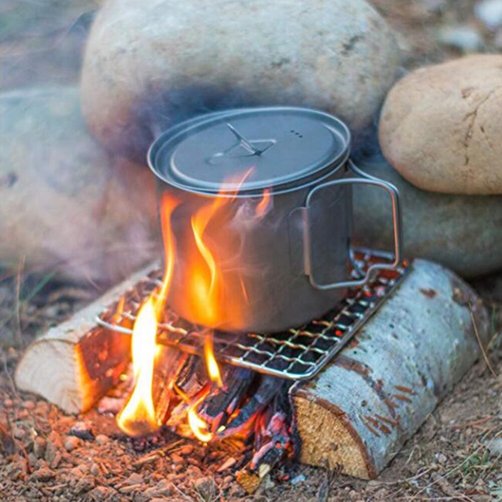 Camping Grill Grate Stainless Steel Mesh Pads Grilling Fire Rack Cooking Cooking BBQ Picnic Firewood Rack Mat Liner Accessories