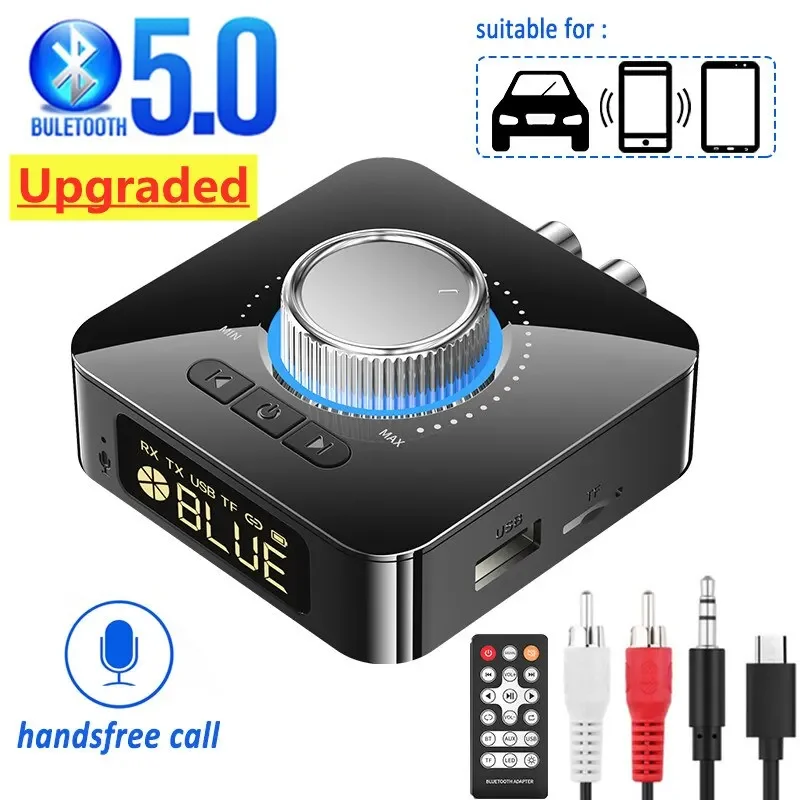 Bluetooth Empfänger Sender Fernbedienung Stereo Musik 3,5mm AUX Jack RCA TF Karte Wireless Audio Adapter für Car Kit TV PC