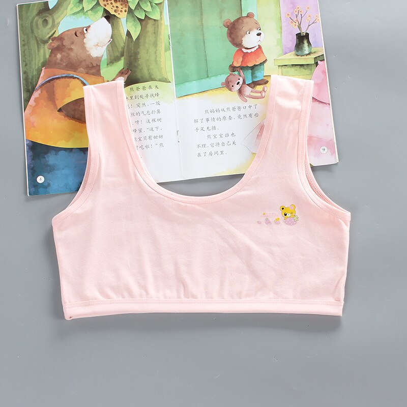 Junior High School Studenten Dubbele Laag Puur Katoen Studenten Beha Vest: Peach