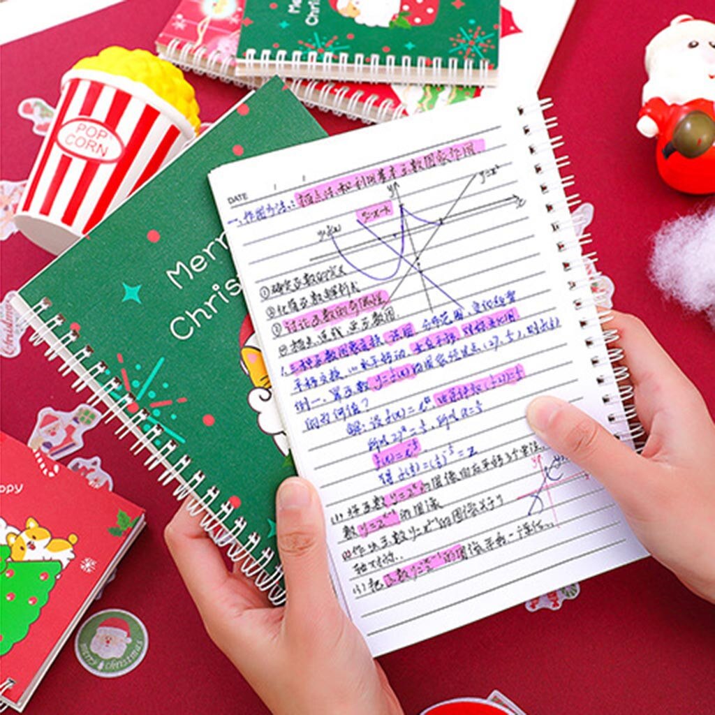 Wide Ruled Wirebound Spiral Notebook, 40 Sheet, Assorted Solid Small, Christmas notebook