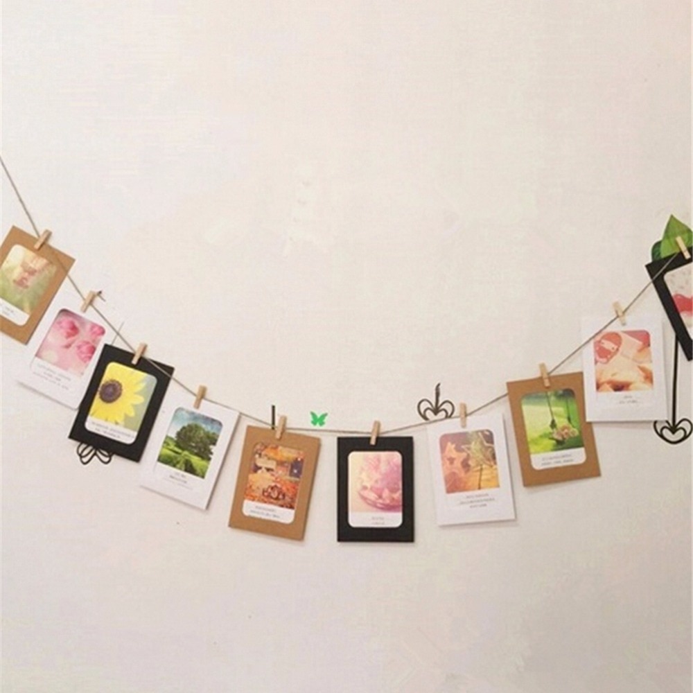 7 Stks/set 7 Inch Houten Papier Foto Diy Flim Opknoping Wall Album Frame Touw Clips Bruiloft Ornamenten Home Decoratie