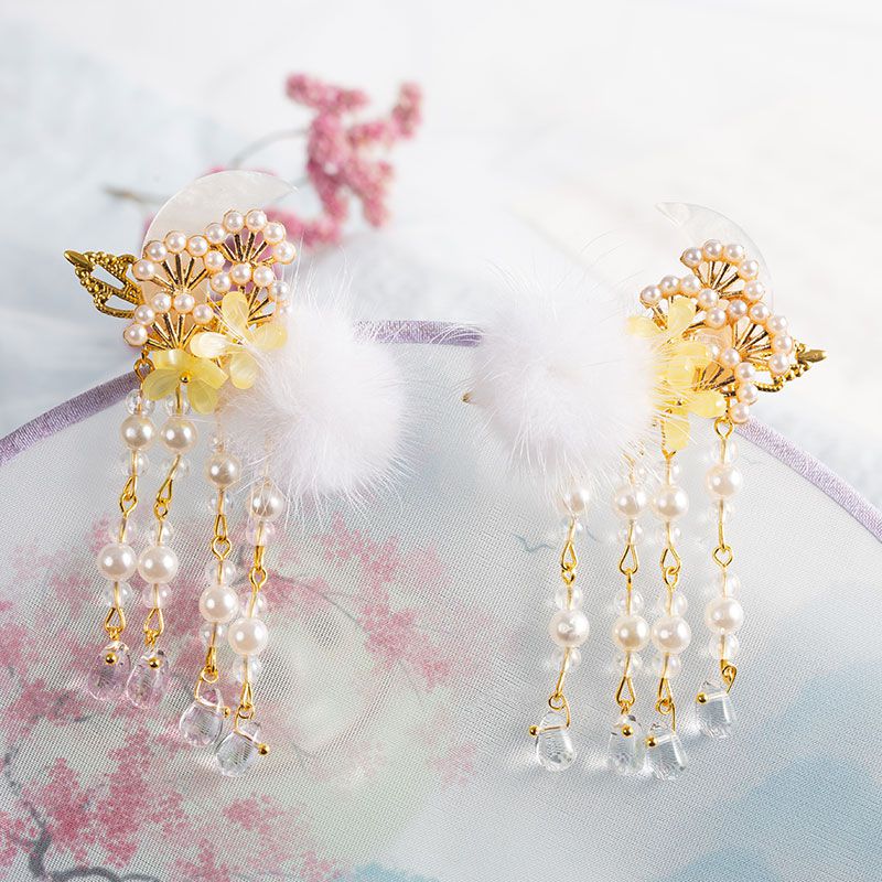 Niedliche haaraccessoires für mädchen, vintage-pompon-hanfu-haarnadel