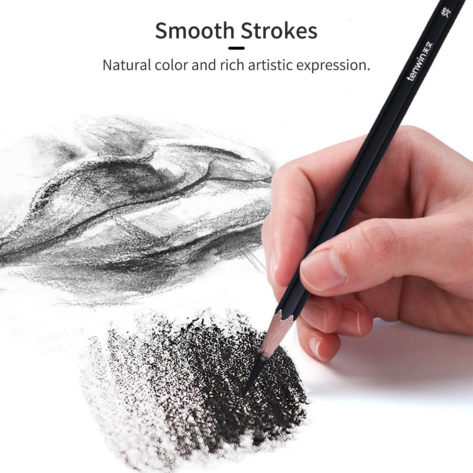 tenwin 12pcs Charcoal Pencils Set Sketching Pencils Soft Charcoal Pencils for Drawing Sketching Shading for Artists