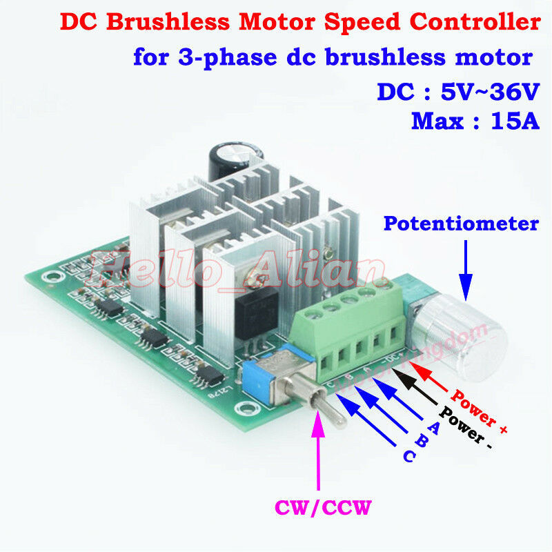 15a dc 5v 12v 24v hho pwm 3-- faset børsteløs motorhastighedsregulator driver bldc-motorregulator 24 ikke- vendbar kontakt