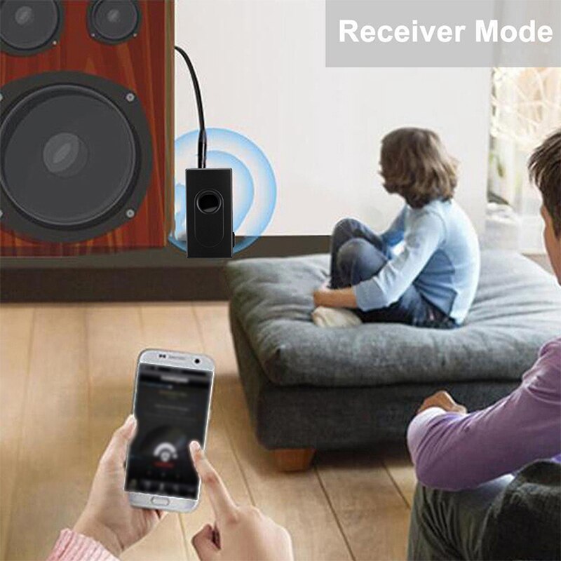 Adaptador de música y Audio estéreo portátil, receptor y transmisor inalámbrico con Bluetooth V4.2, baja latencia, , 2 en 1