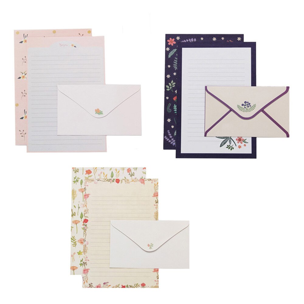 6 Sets of Letter Papers Simple Colorful Beautiful Flower Printing Letter Papers
